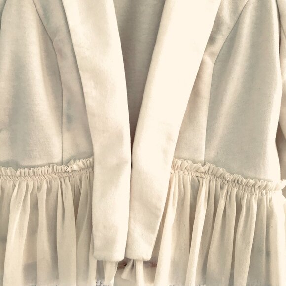 VTG Free People cream jacket women's 8 sheer peplum holiday bohemian hippie - Picture 5 of 8